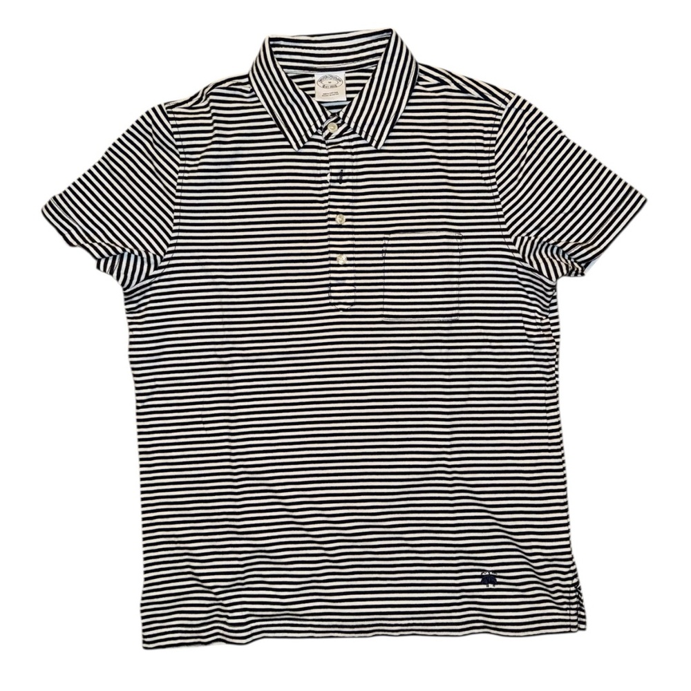 Brooks Brothers Black and White Striped Polo Shirt